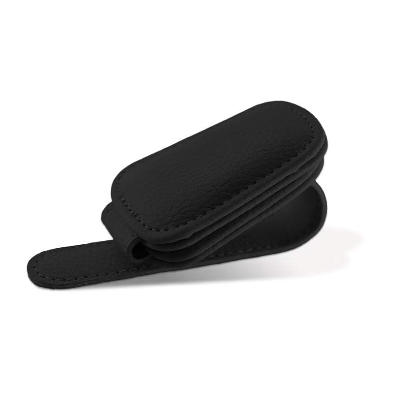 KIWEN Porta Occhiali da Sole per Visiera Parasole Auto, Clip Magnetica in Pelle per Occhiali, Clip per Auto, Clip per Biglietti e Occhiali, Accessori per Visiera Auto (Nero)
