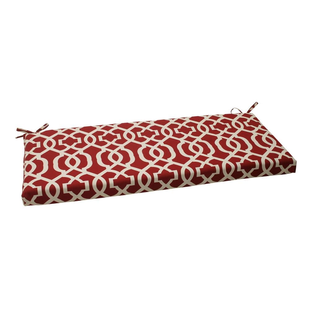 Pillow Perfect Trellis Indoor/Outdoor Sofa Setee Bench Swing Cushion with Ties Cuscino per Panca/Altalena, Sintetico, Rosso, 1 Count (Pack of 1)