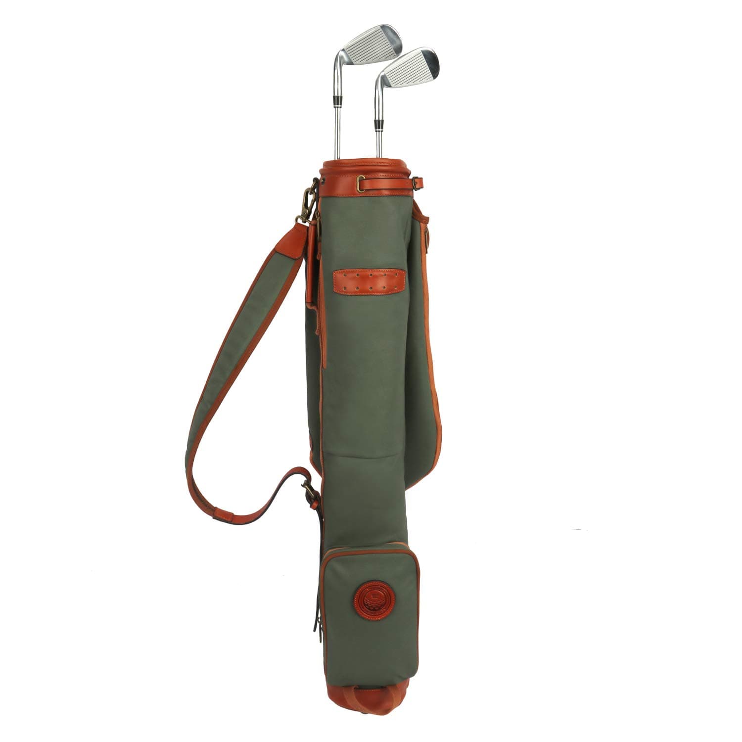 TOURBON - Borsa da Viaggio Vintage per Mazze da Golf, in Tela e Pelle, 33" Golf Carry Bag - Green