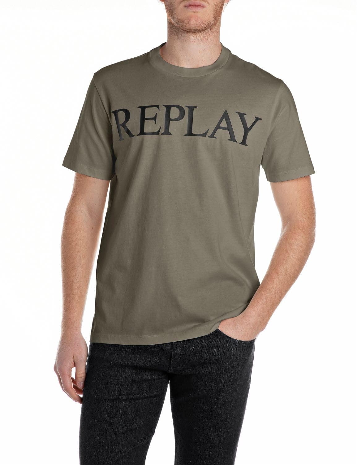 Replay M3099 T-Shirt, 759 Mud Green, XXL Uomo