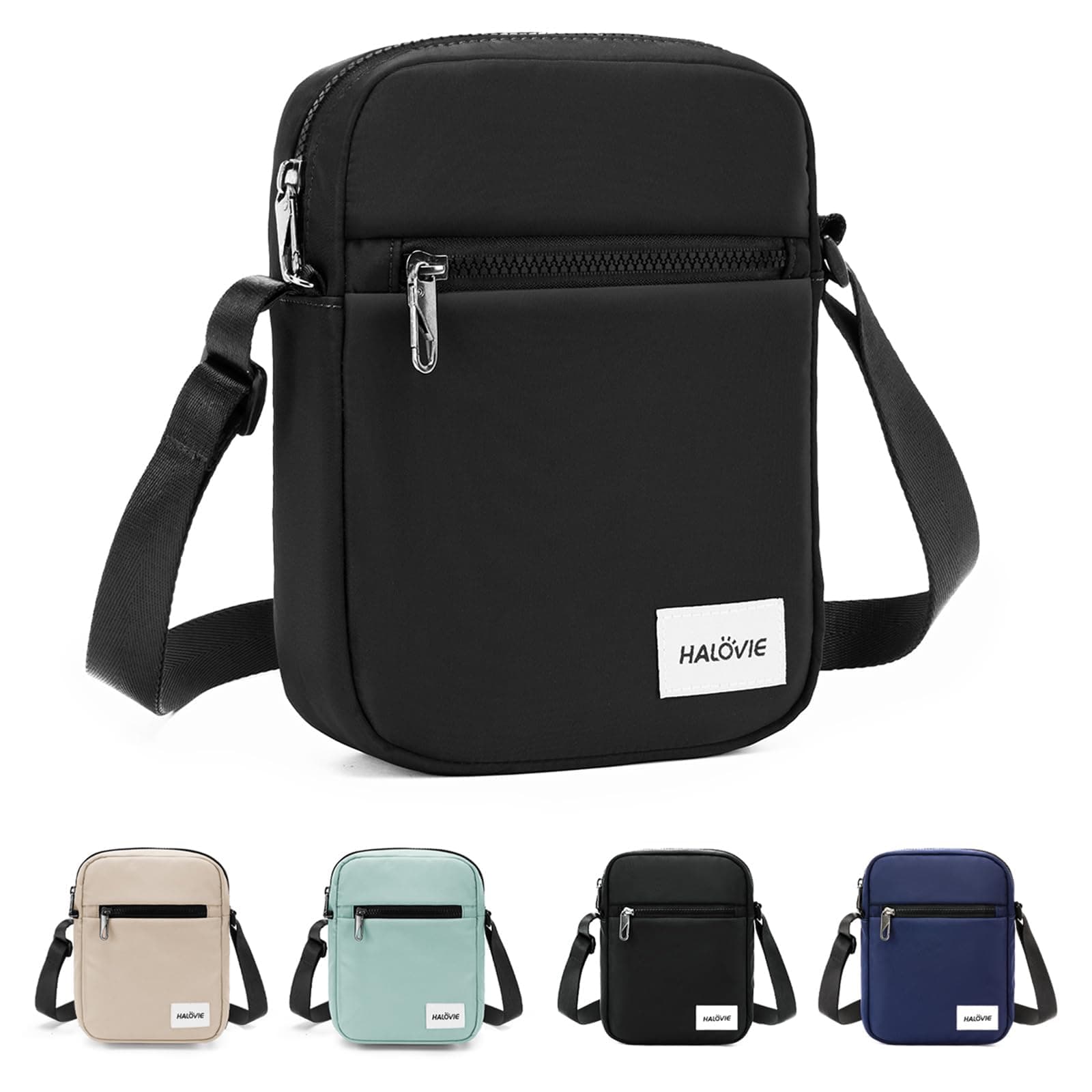 HALOVIE IHIKER3 - Borsa a Tracolla Unisex Antifurto Piccola | Mini Borsello Crossbody Sling Messenger per Uso Quotidiano, Commute, Scuola e Viaggi (3L, nero)
