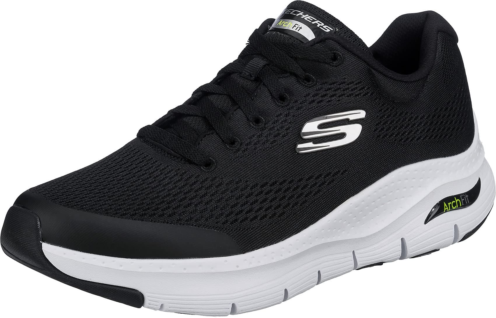 Skechers Arch Fit, Scarpe da Ginnastica Uomo, Black Textile Synthetic White Trim, 47.5 EU