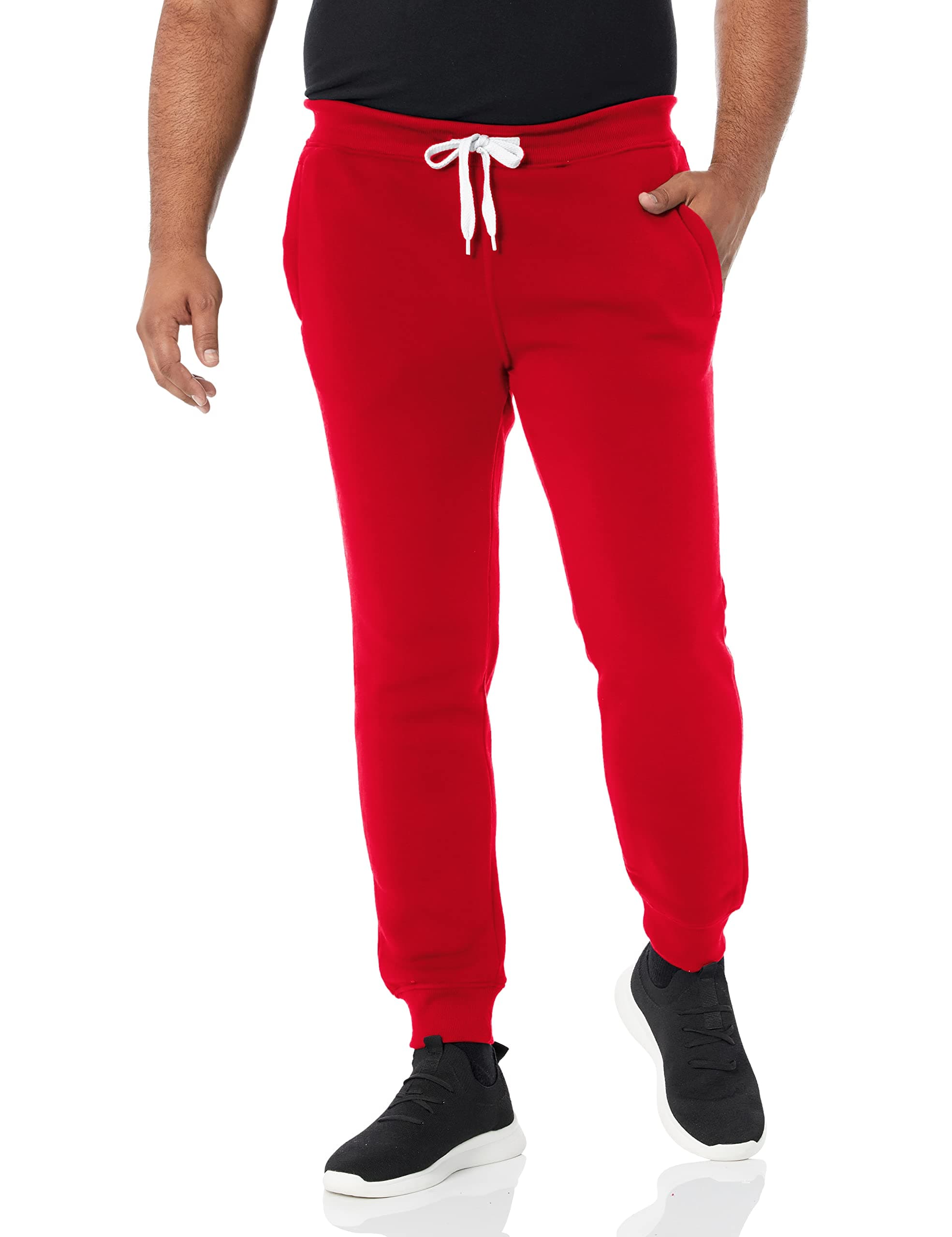 Southpole Men's Active Basic Jogger Fleece Pants, Red, Medium