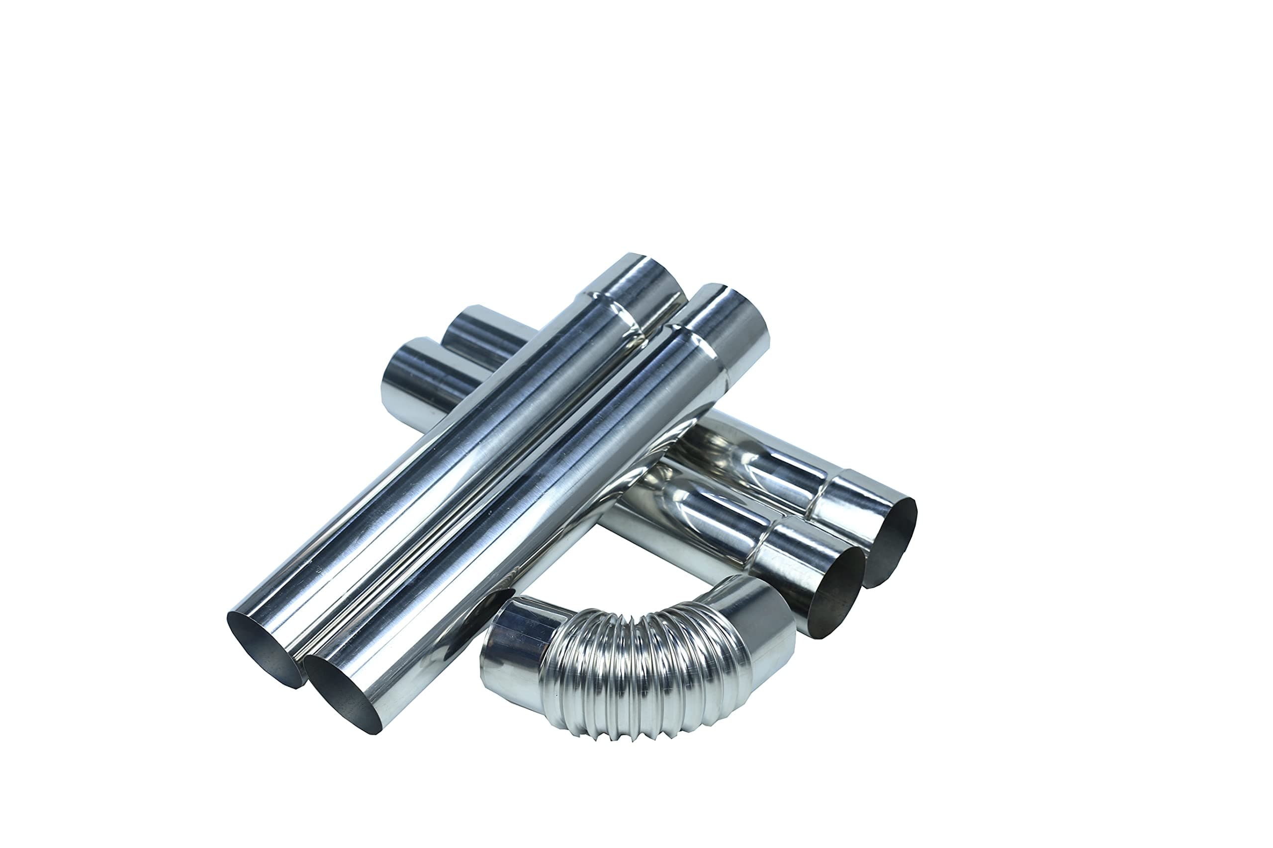 SoloWilder Prolunga per Canna fumaria a Legna in Acciaio Inox, Diametro 6 cm, 4 Dritti con 1 Gomito (36 cm)