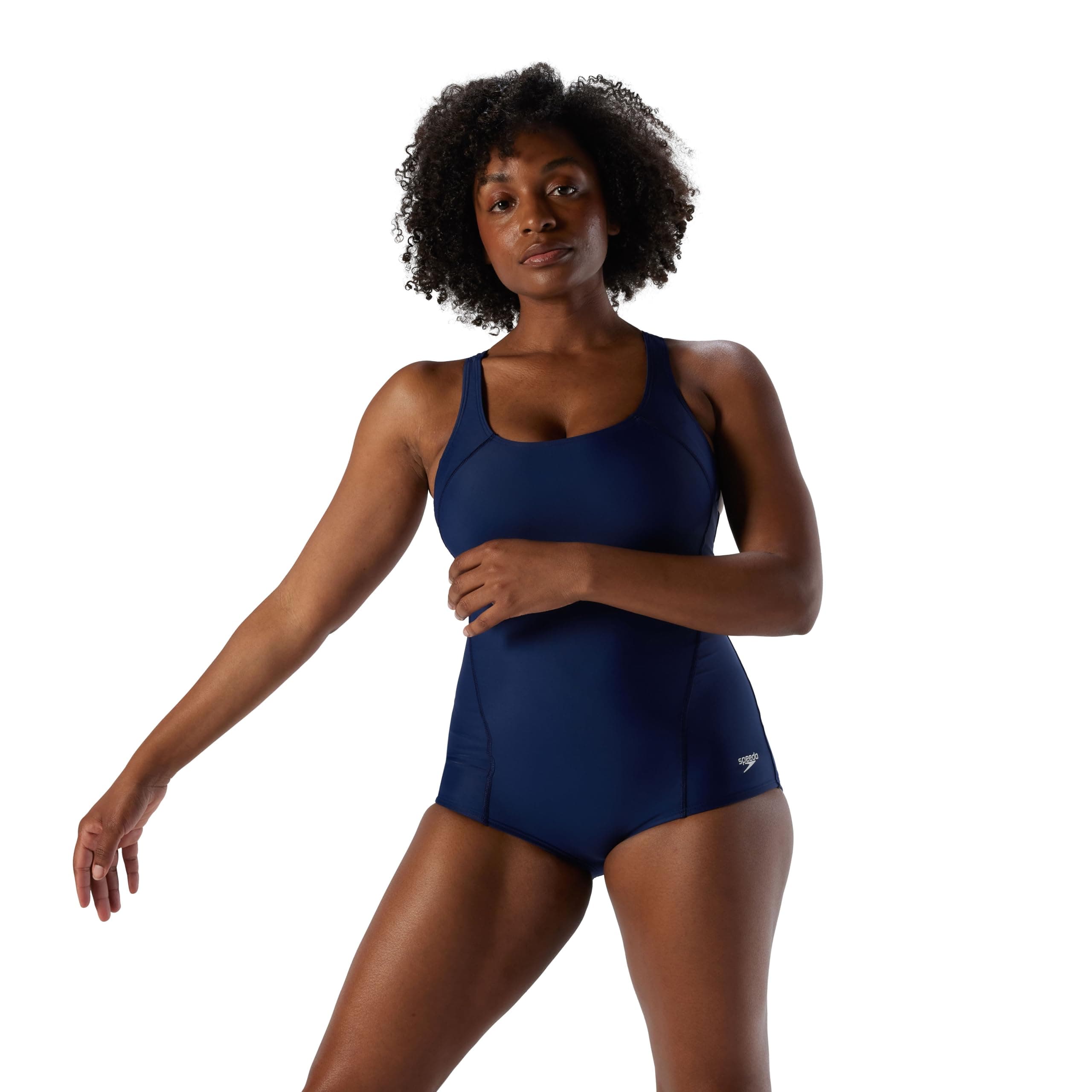 Speedo Costume Intero da Donna PowerFlex, Cuciture Princess, dal Taglio discreto, con Schiena Bassa
