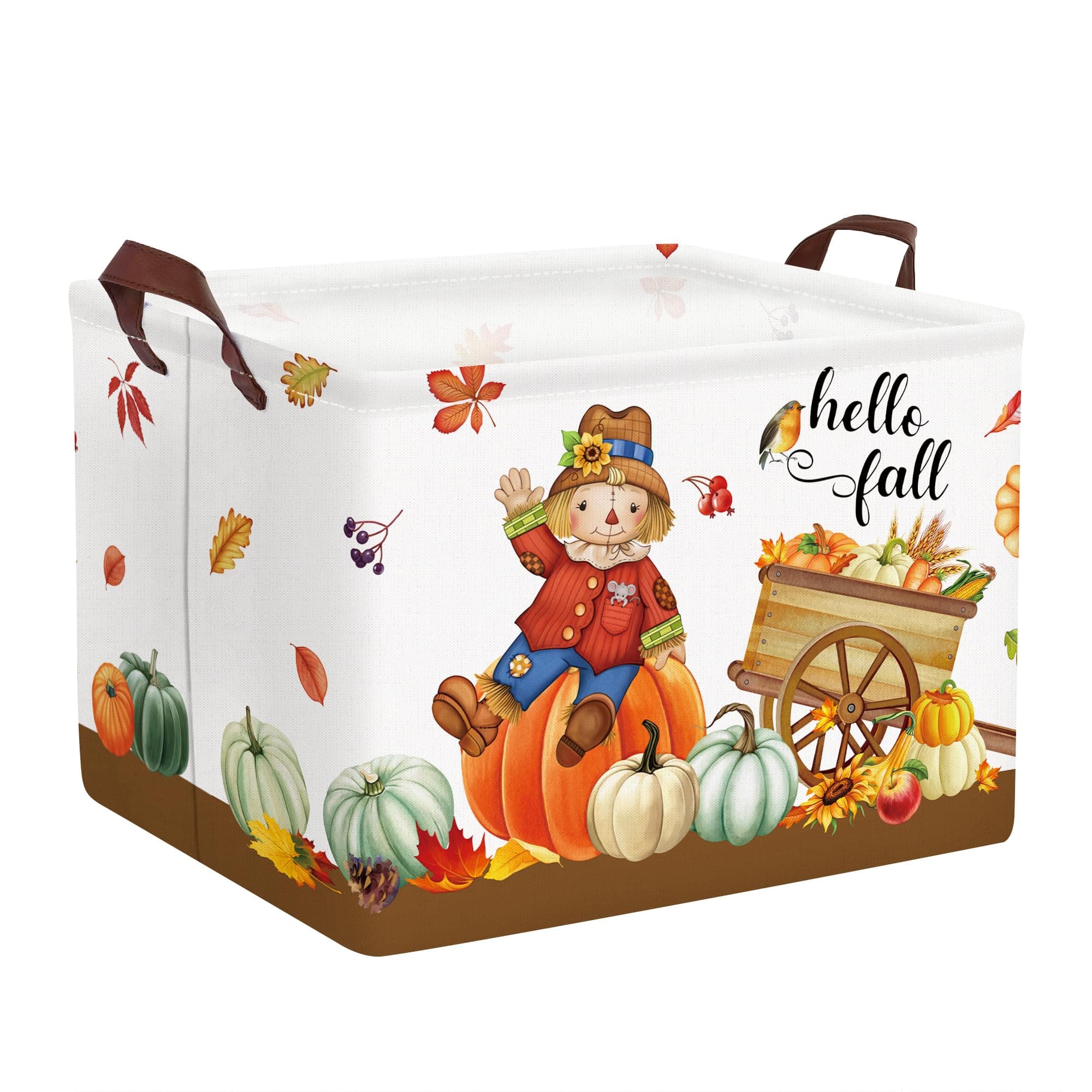 Clastyle Ceste Biancheria Festa del Raccolto Cestino Giocattoli Vestiti Zucca Impermeabile per Giorno Ringraziamento Cestino Portaoggetti per Autunno, Spaventapasseri, 40*30*30 cm