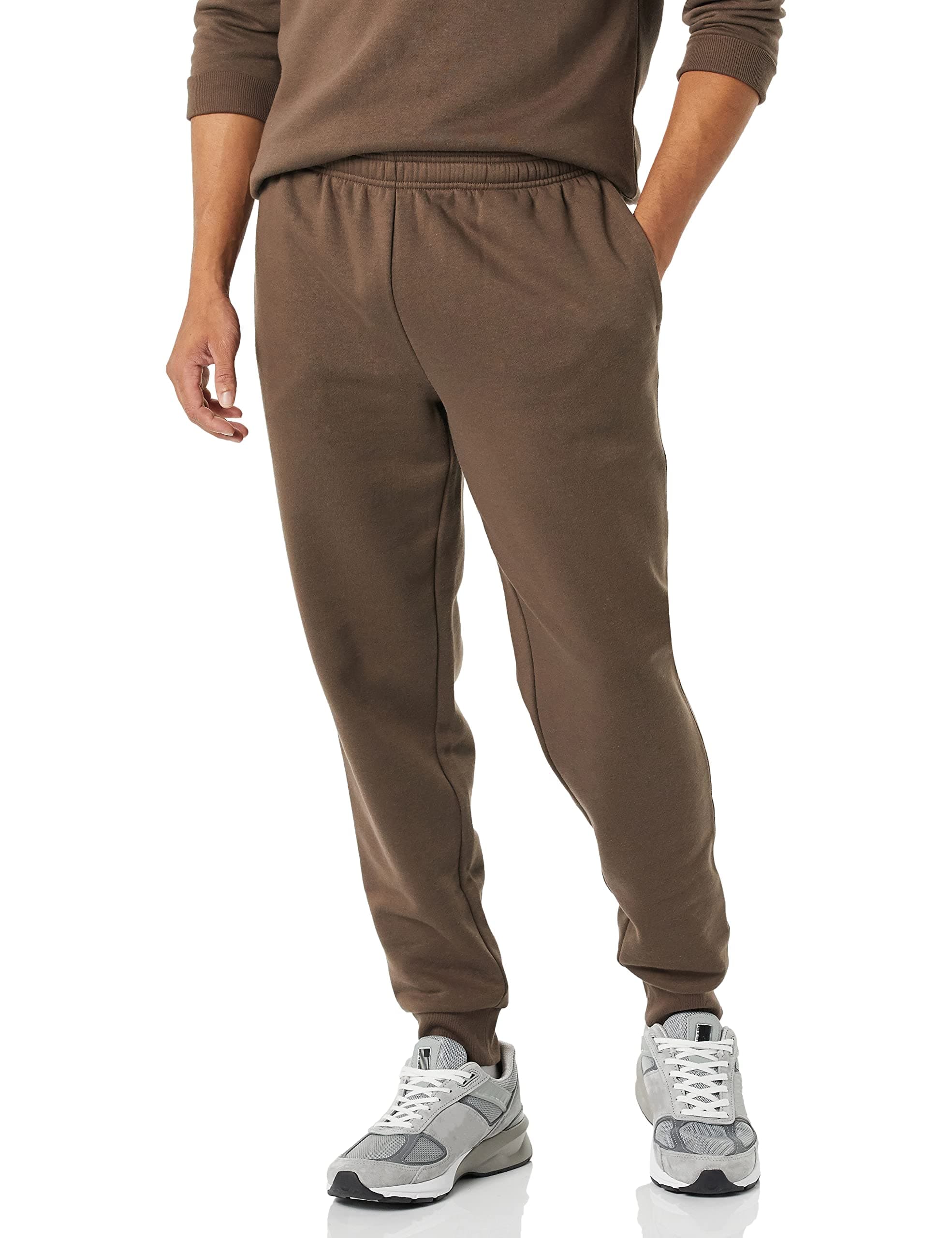 Amazon Essentials Pantaloni Sportivi da Jogging Taglio Rilassato, in Pile, vestibilità Comoda Uomo, Marrone Medio, S